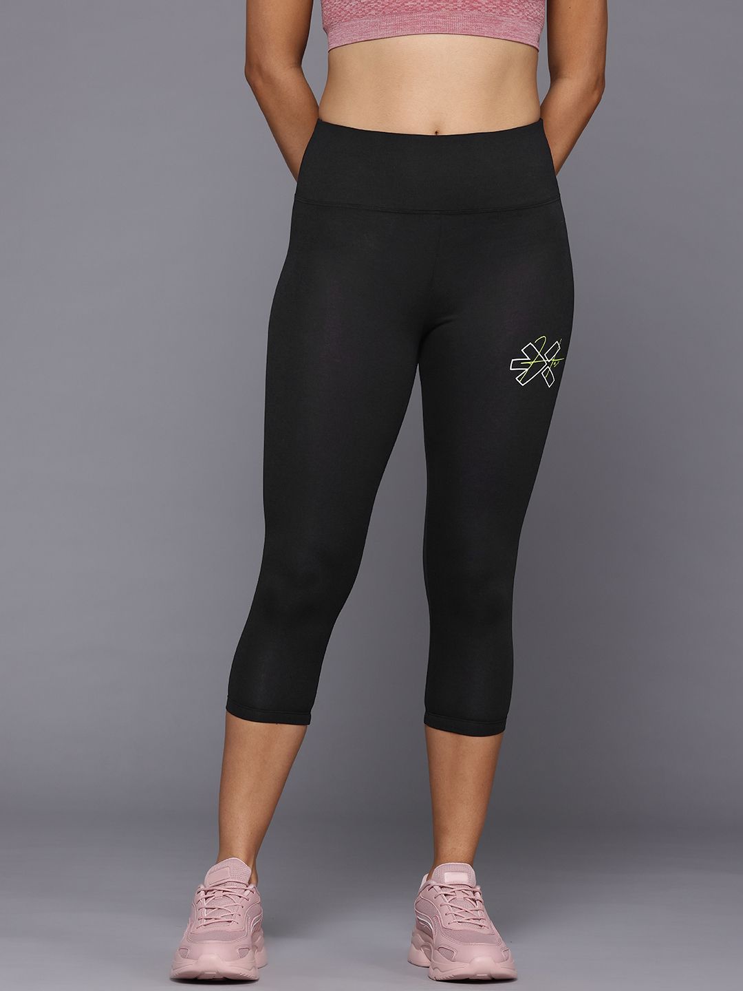 HRX by Hrithik Roshan Women Brand Logo Print Detail Three-Fourth Lifestyle Tights
