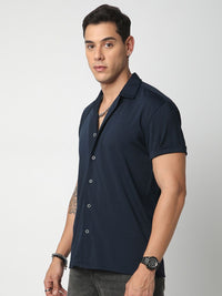VASTRADO Men Classic Cuban Collar Textured Casual Shirt