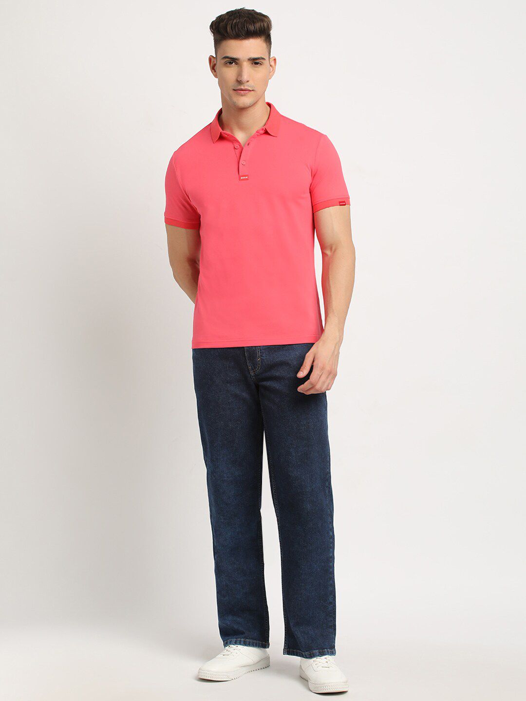 THE BEAR HOUSE Polo Collar Short Sleeves Slim Fit T-shirt
