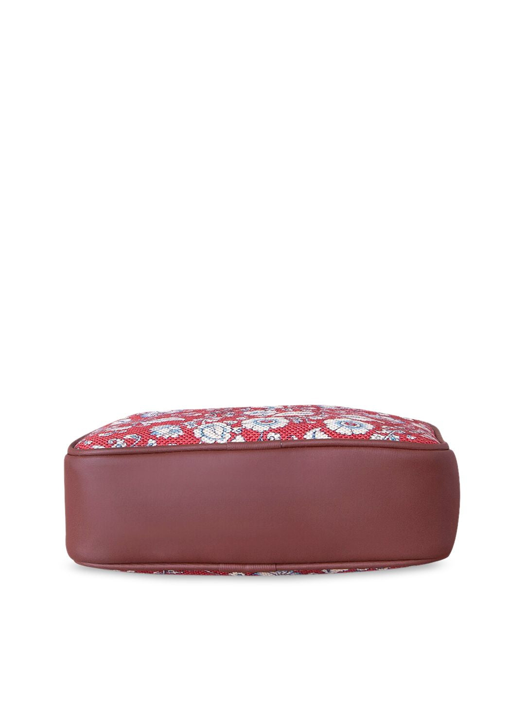 ZOUK Red Floral Printed Structured Kalamkari Sling Bag
