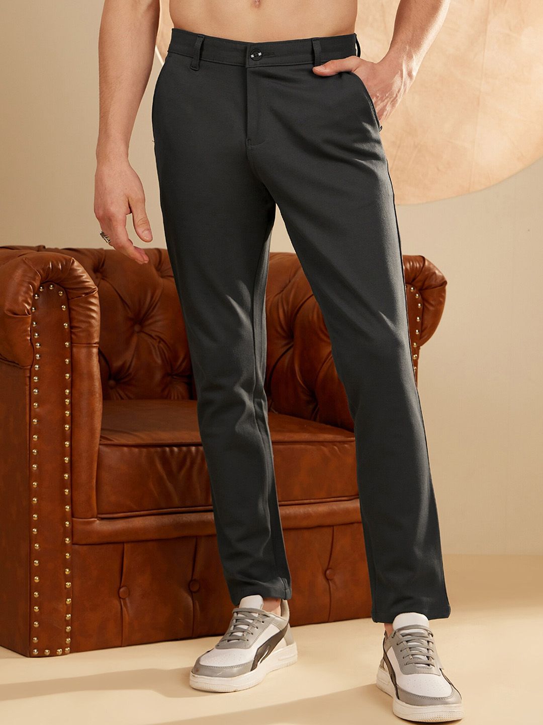 DENNISON Men Smart Tapered Fit Easy Wash 4-Way Lycra Trouser