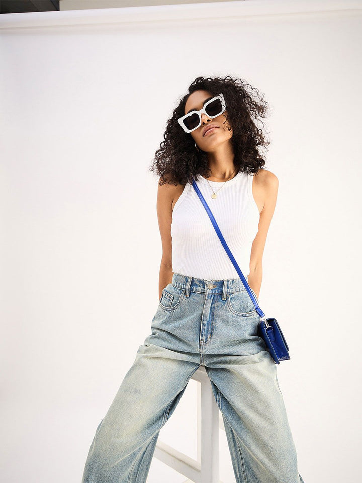 SASSAFRAS BASICS Ribbed Cotton Fitted Top