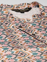 SOJANYA Men Grey & Pink Kurta with Churidar