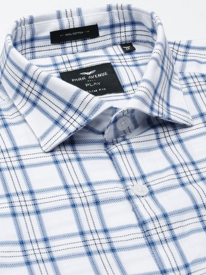 Park Avenue Men Slim Fit Tartan Checks Opaque Pure Cotton Formal Shirt