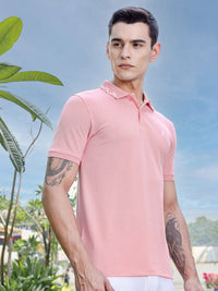 Thomas Scott Men Solid Polo Collar Cotton Slim Fit T-shirt