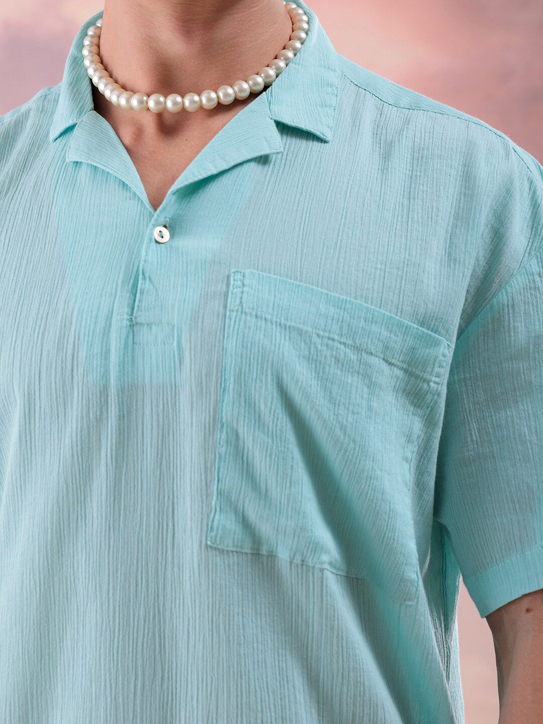 The Indian Garage Co Men Relaxed Fit Textured  Resortwear Kurta Shirt