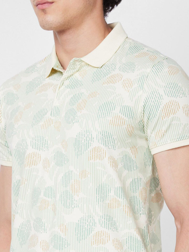 SPYKAR Floral Printed Polo Collar Slim Fit T-shirt