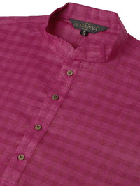 SOJANYA Woven Design Mandarin Collar Cotton Linen Kurta