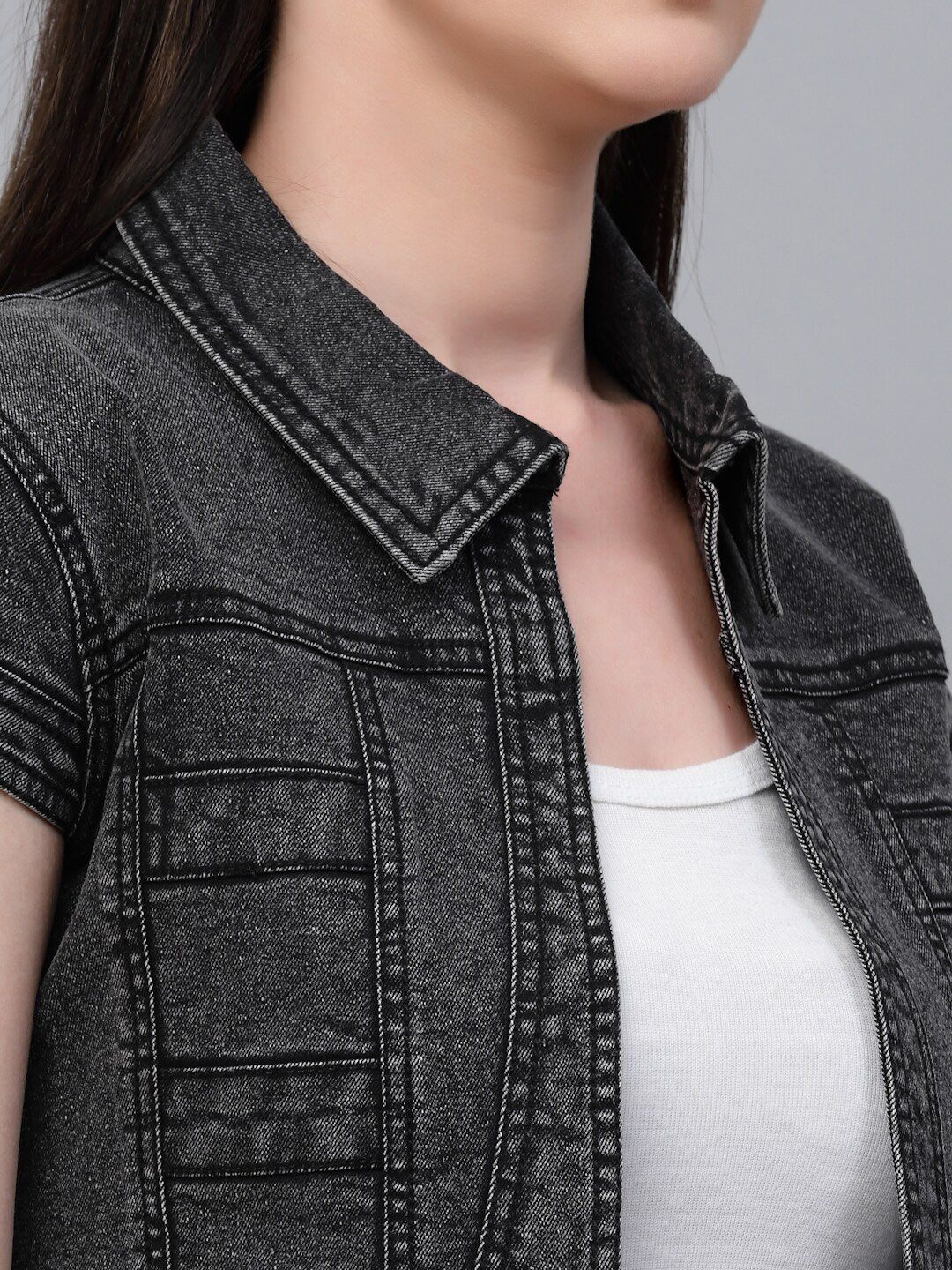 Style Quotient Women Cotton Crop Denim Shrug