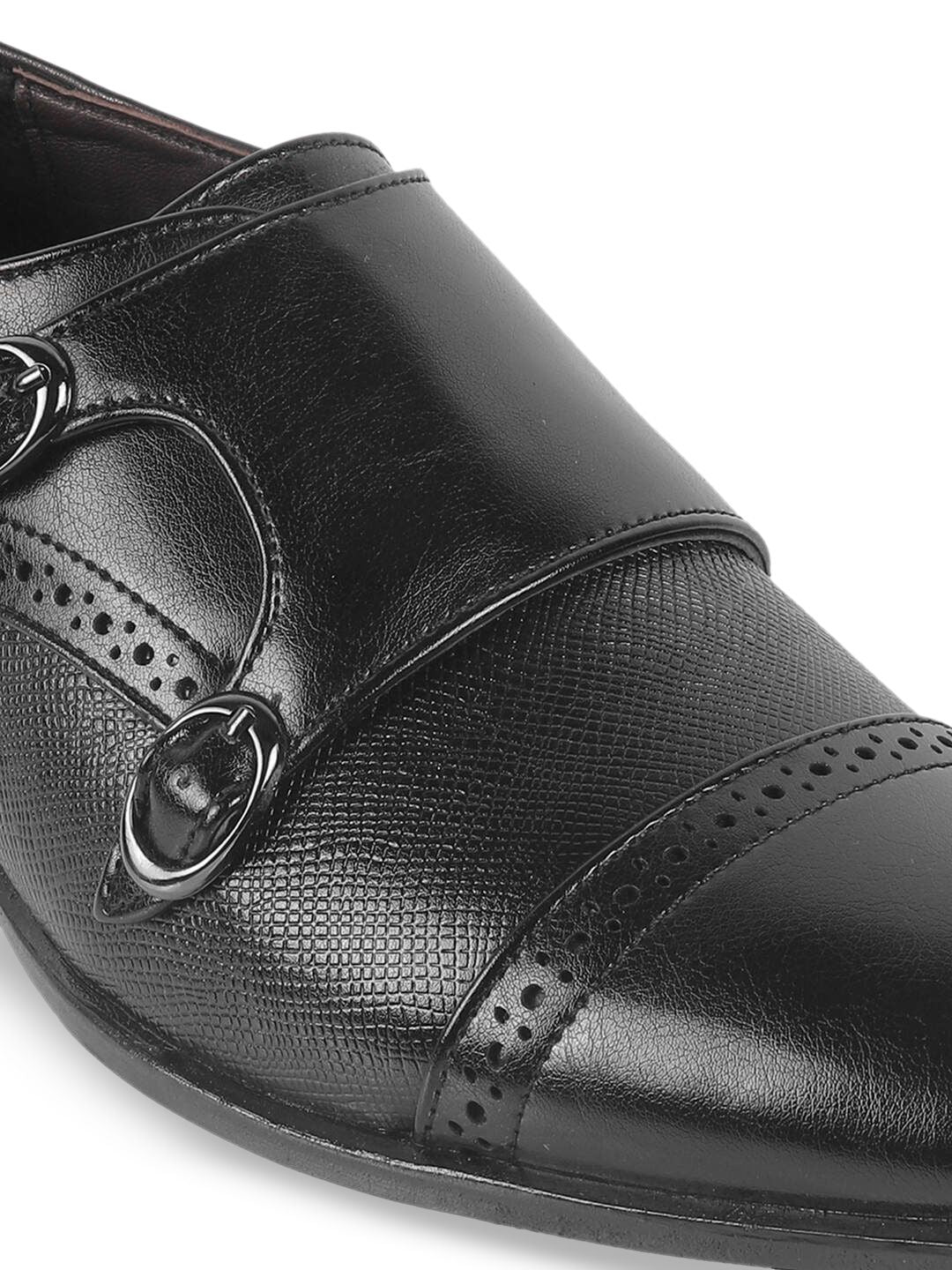 Metro Men Textured Synthetic Formal Monk Shoe