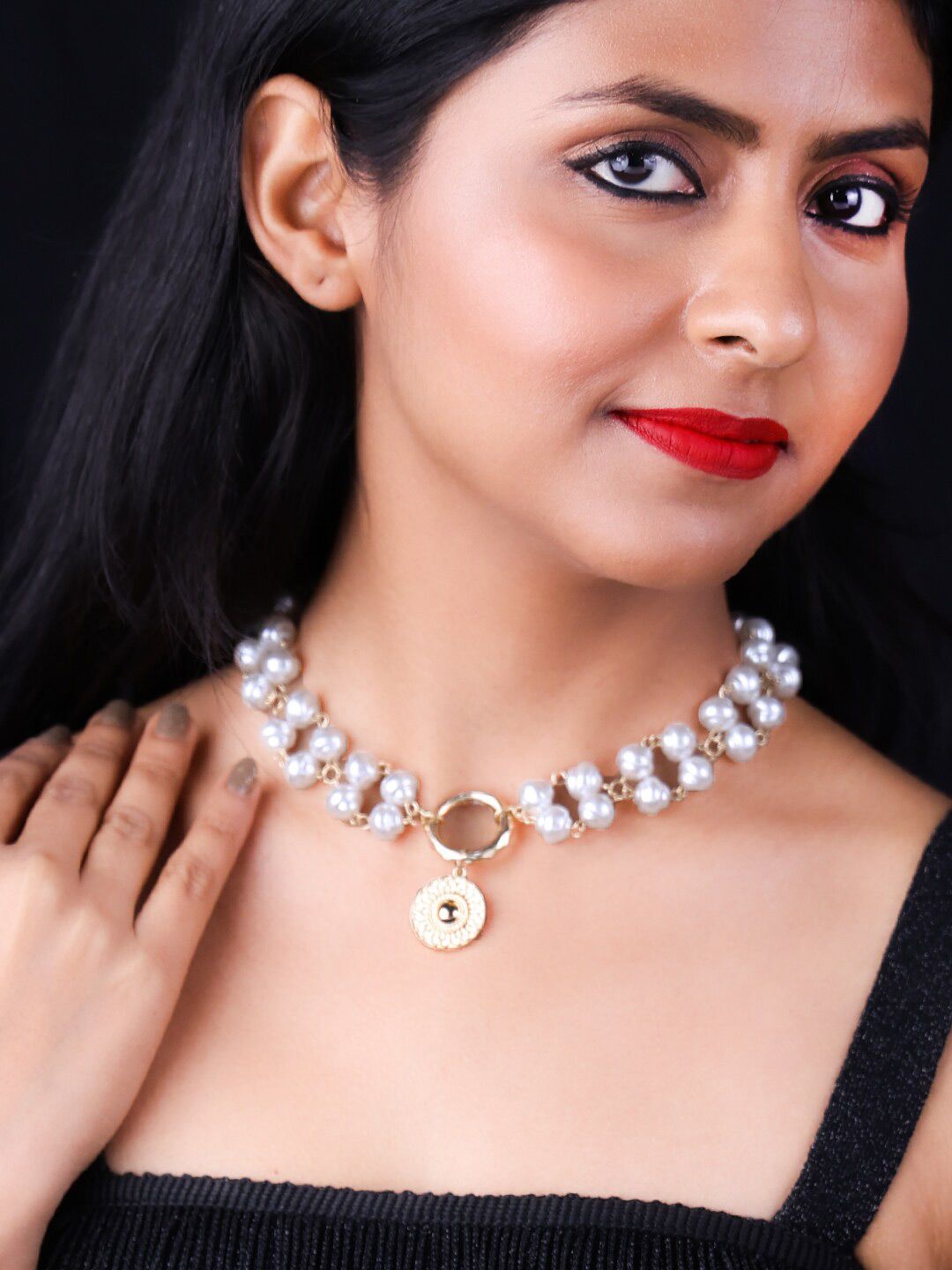 VOGUE PANASH White Gold-Plated Beaded Necklace