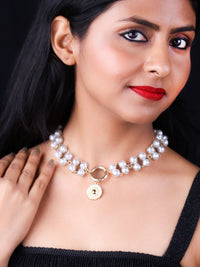 VOGUE PANASH Kalung Manik Bersalut Emas Putih