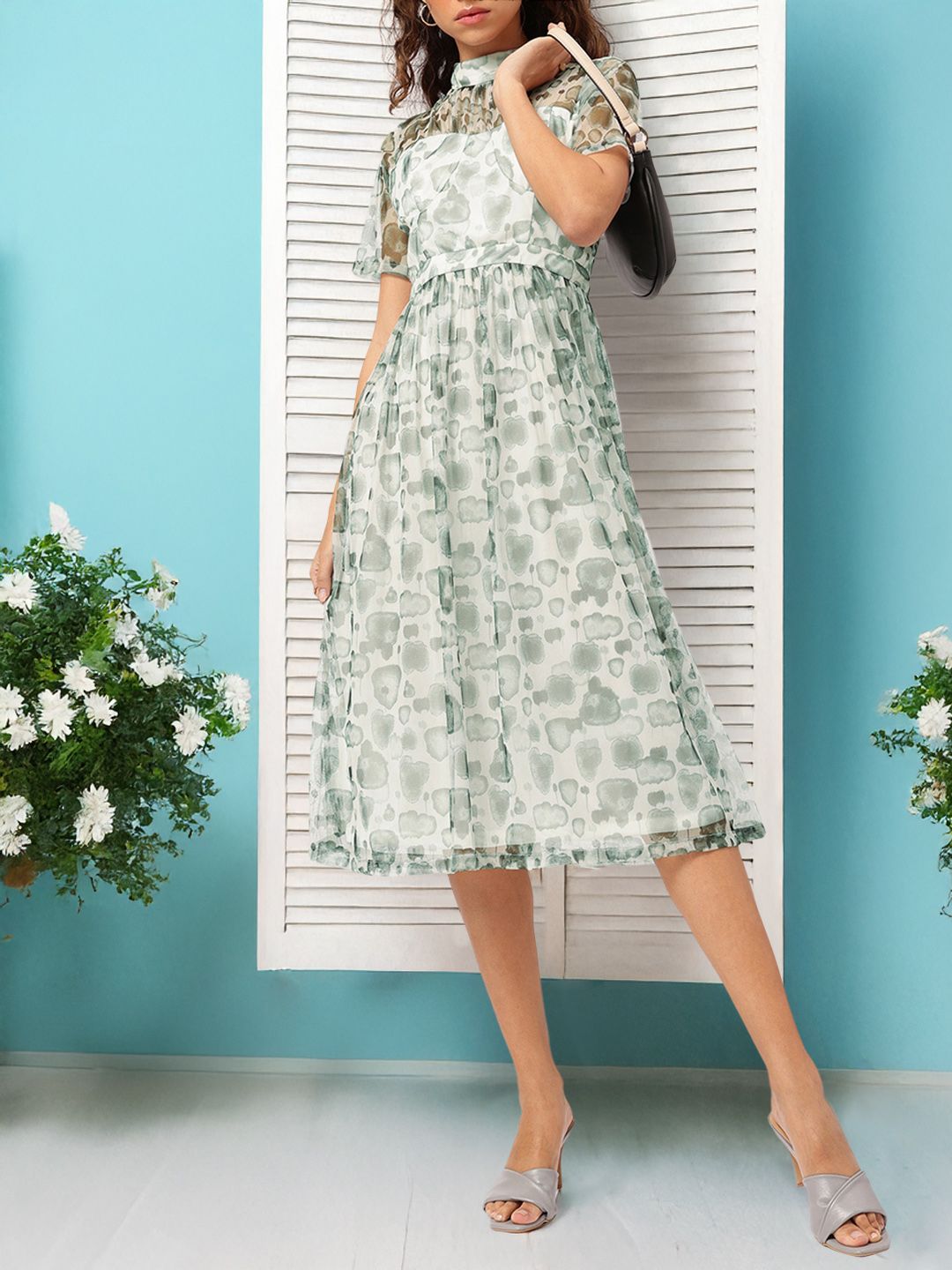 DressBerry Understated Inked Elegance Fit 'N' Flow Dress