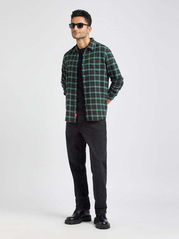 THE BEAR HOUSE Slim Fit Tartan Checked Pure Cotton Casual Shirt