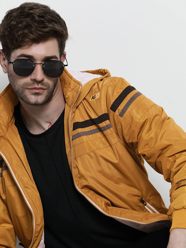 The Indian Garage Co Hooded Slim Fit Bomber Jacket with Zippered Insert Pockets