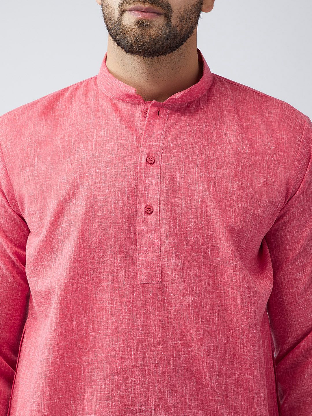 SOJANYA Men Red Woven Design Short Kurta