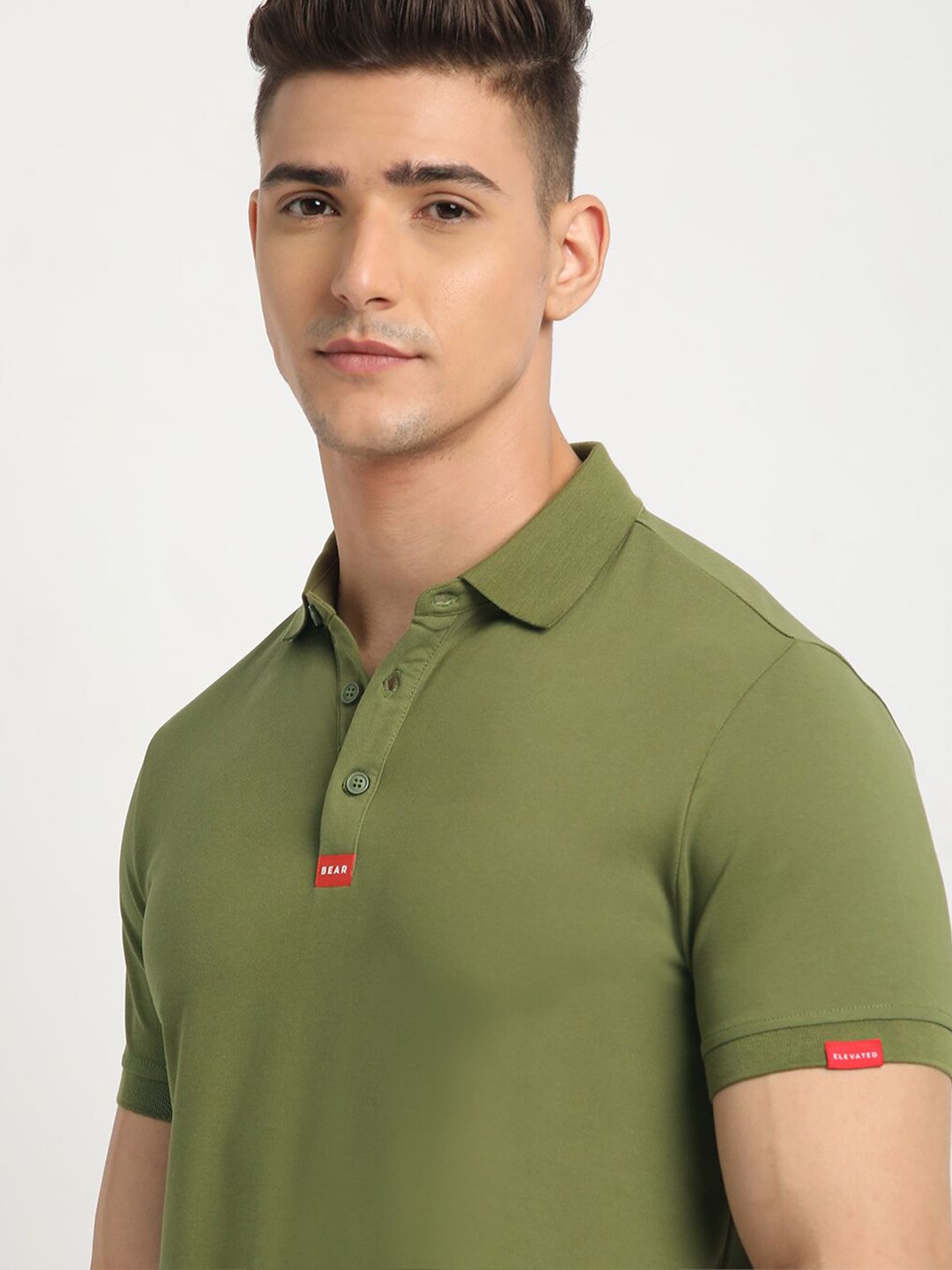 THE BEAR HOUSE Polo Collar Short Sleeves Slim Fit T-shirt