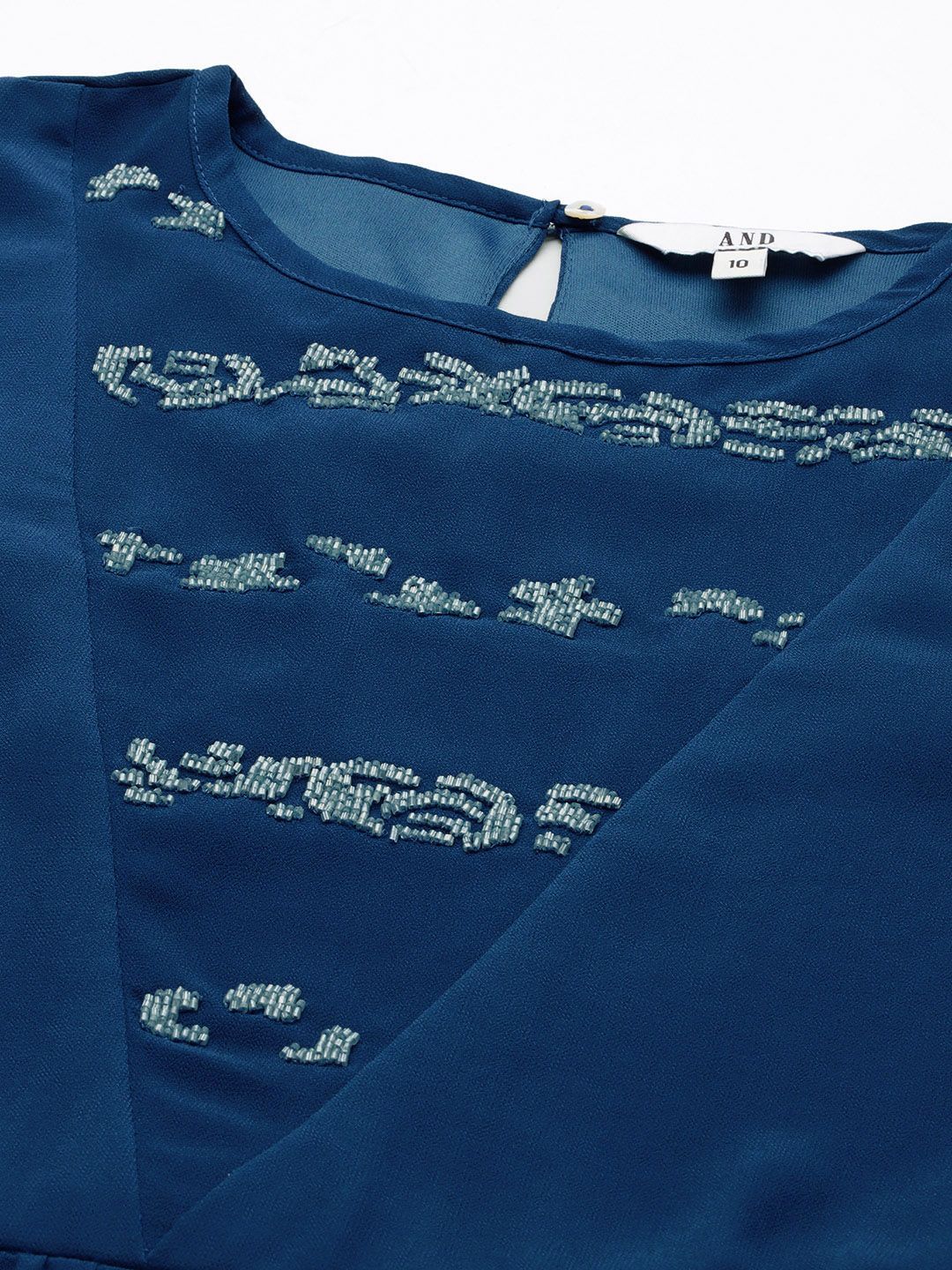 AND Sequined Puff Sleeve A-Line Top