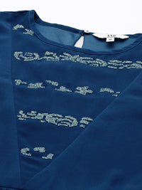AND Sequined Puff Sleeve A-Line Top