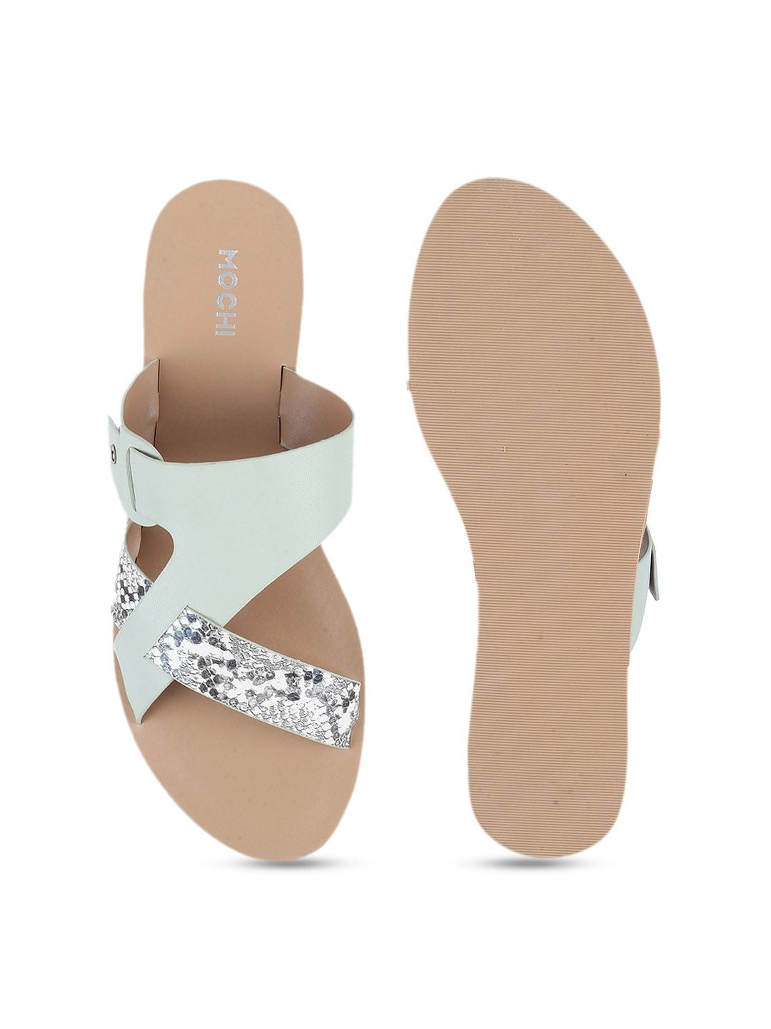 Mochi Embellished Open Toe Flats