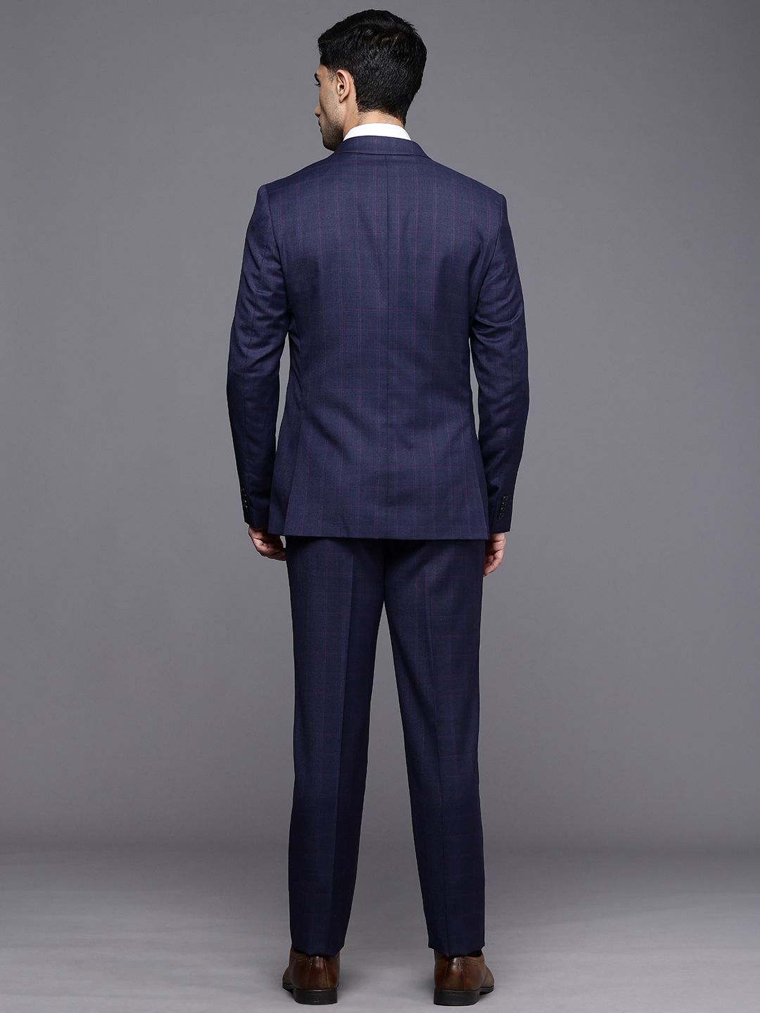 Raymond Slim Fit Checked Notched Lapel Single-Breasted Formal 2 Piece Suits