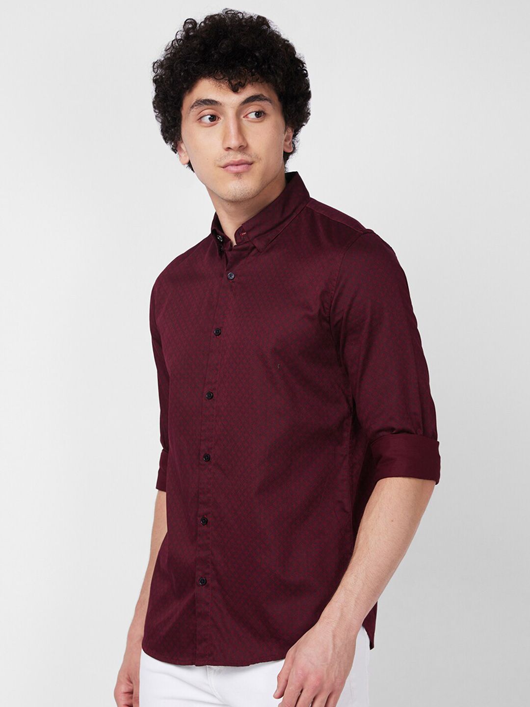 SPYKAR Long Sleeves Regular Fit Cotton Opaque Casual Shirt