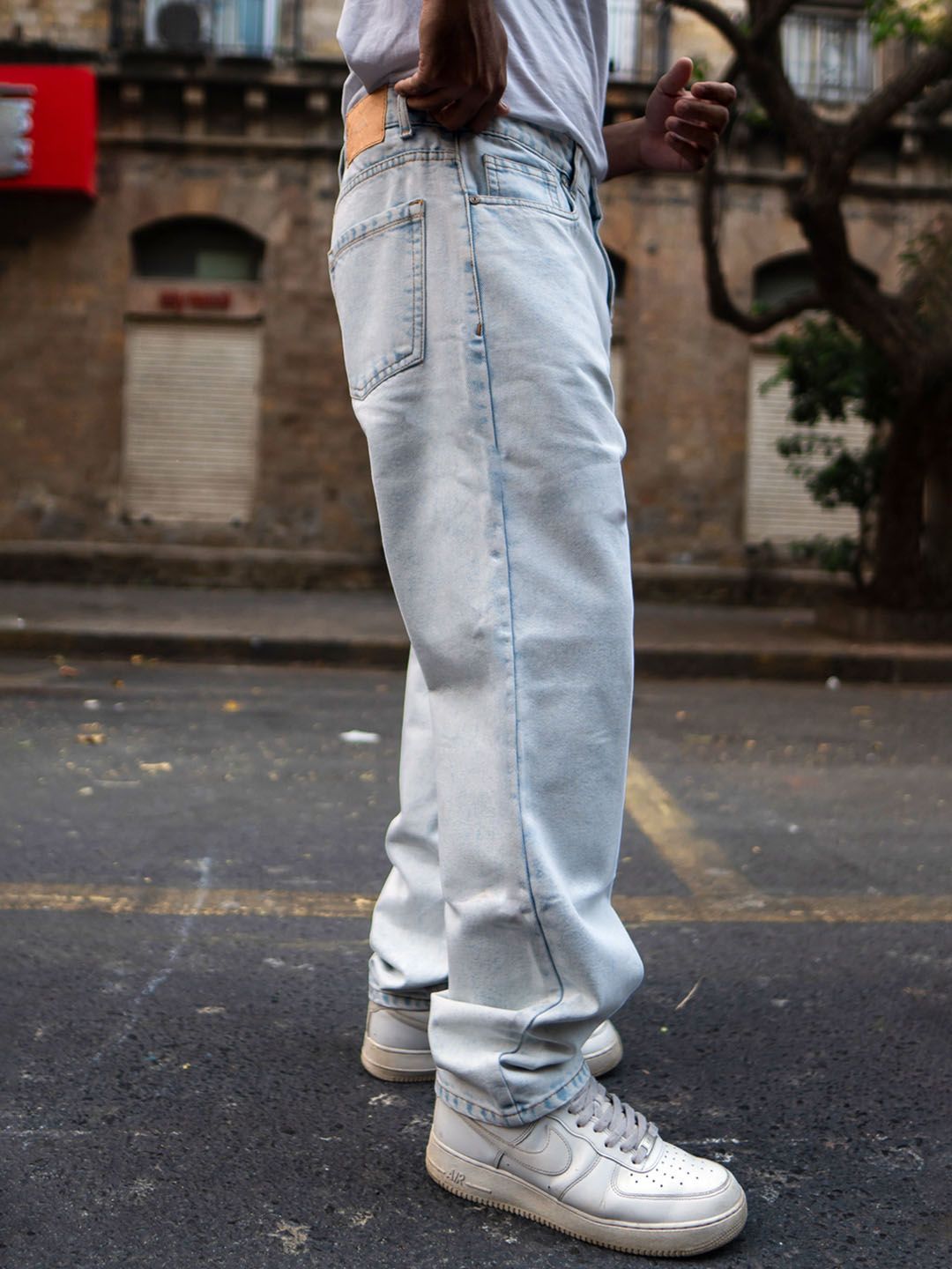 Powerlook Men Light Blue Basic Baggy Fit Denim Jeans