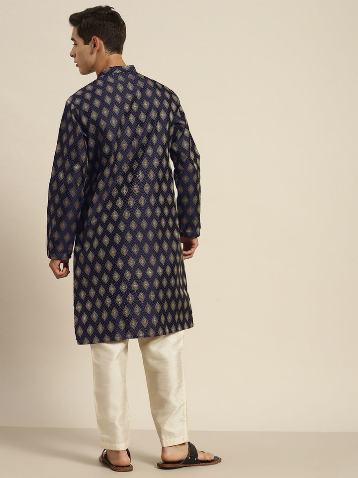 SOJANYA Ethnic Motifs Silk Cotton Indigo Kurta