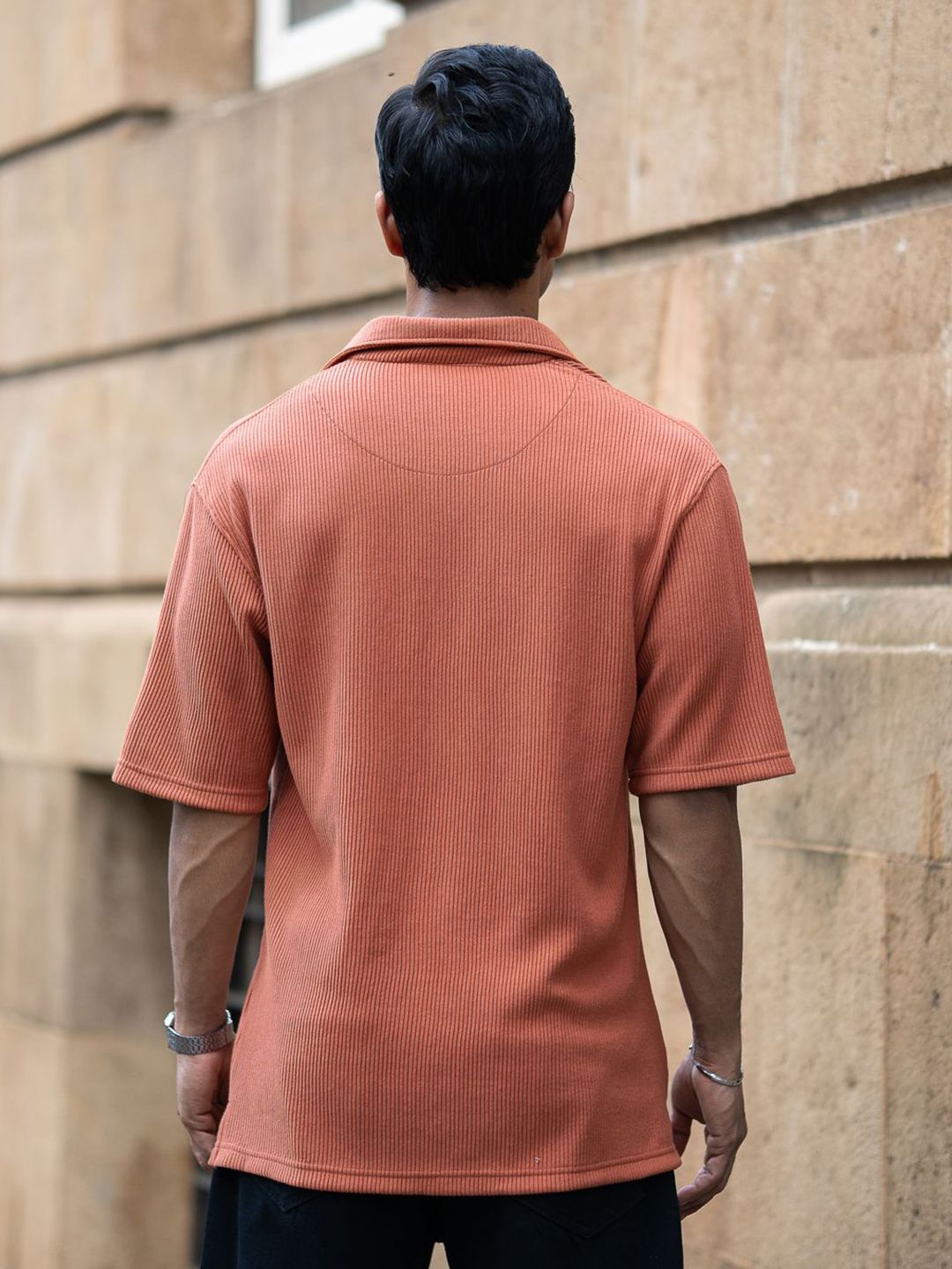 Powerlook Men Oversized Fit Textured Spread Collar Casual Shirt