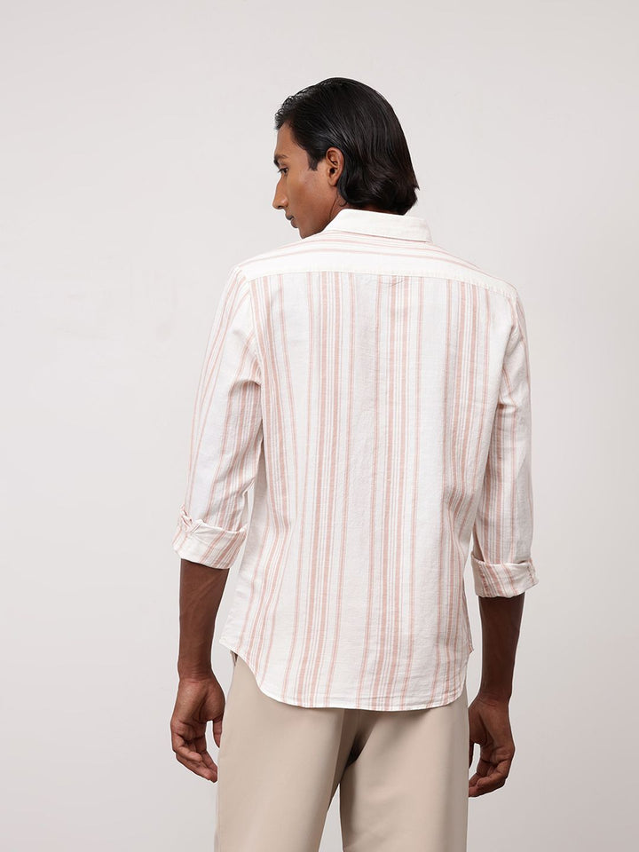 ether Men Classic Fit Cotton Linen Striped Shirt