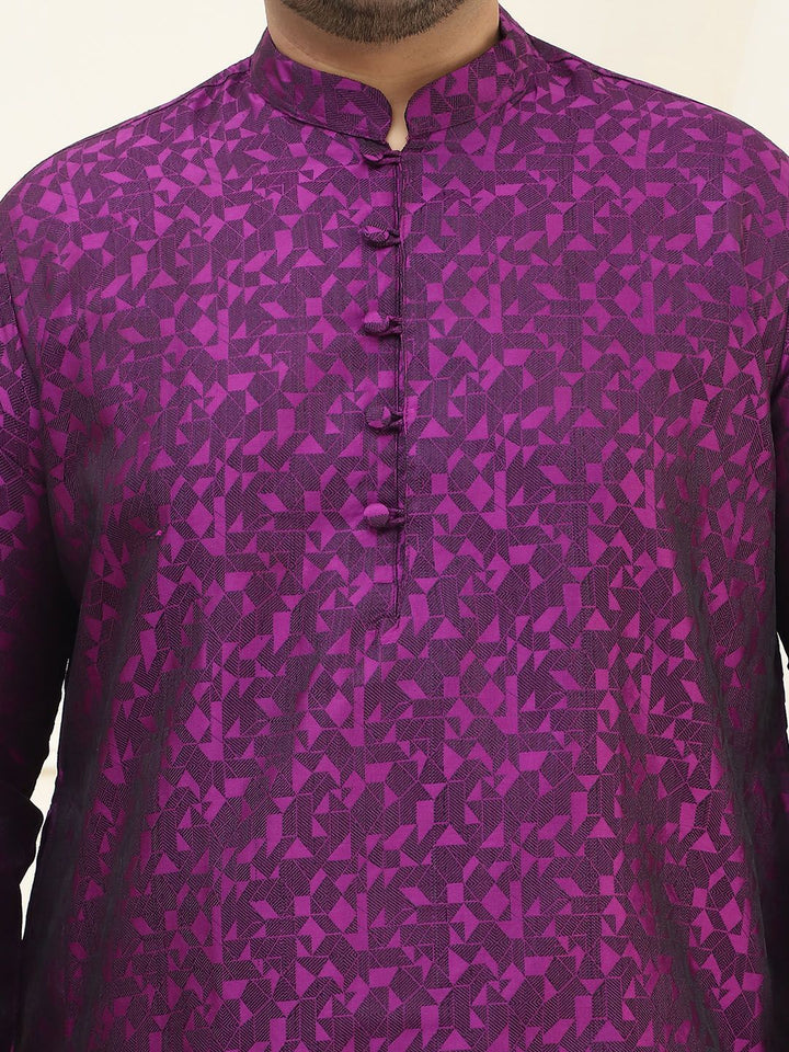SOJANYA PLUS Men Violet & Black Printed Kurta