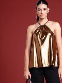 all about you Halter Neck Sheen A-Line Top