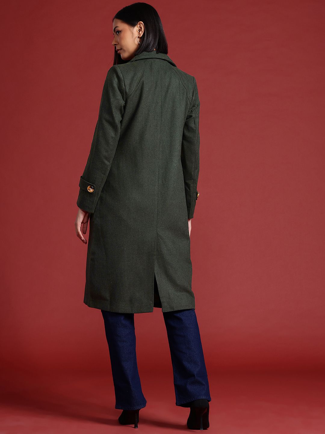 all about you Notched Lapel Collar Longline Trench Coat