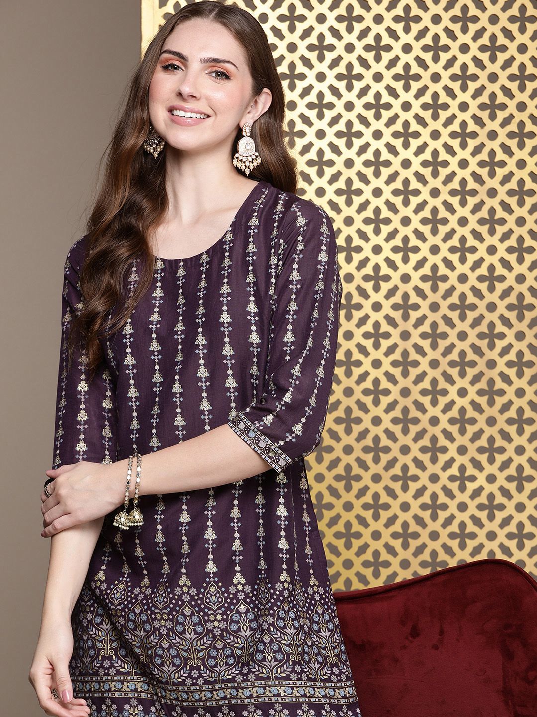 House of Pataudi Women Jashn Ethnic Motifs Printed Regular Kurti With Sharara