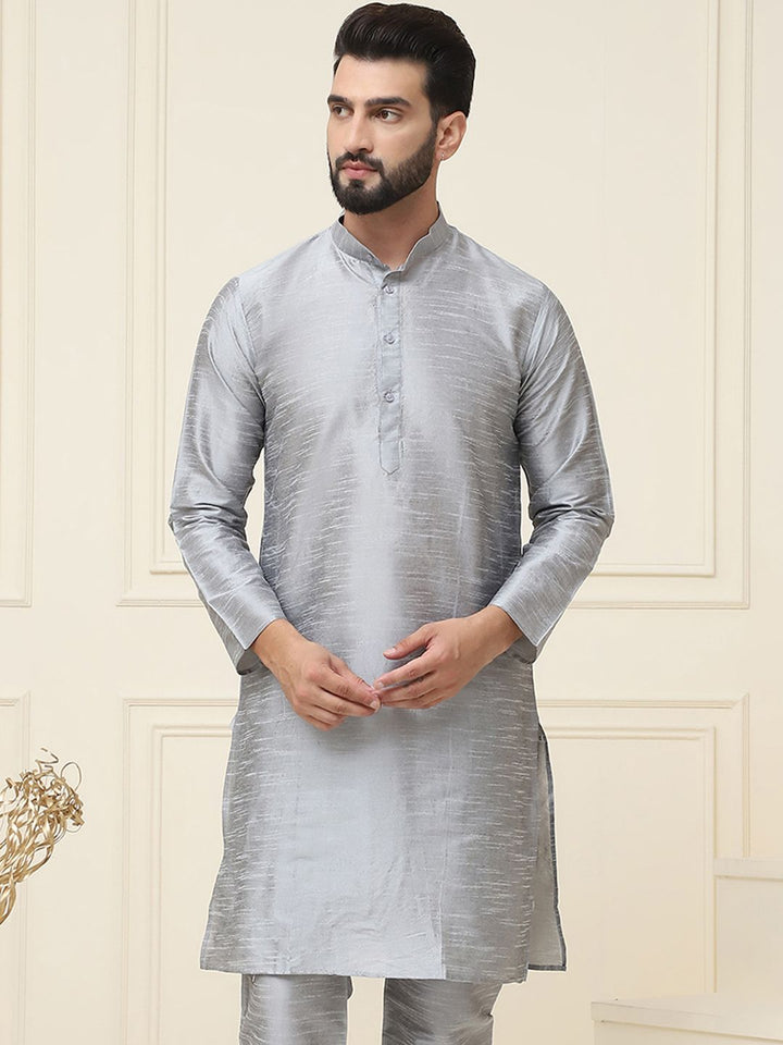 SOJANYA Lelaki Grey Solid Kurta Lurus