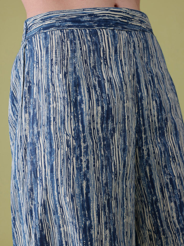 Anouk Floral Printed High Slit Pure Cotton Kurta with Trousers & Dupatta