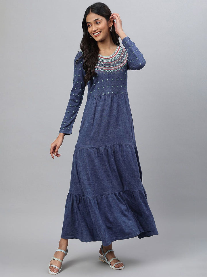 AURELIA Women Printed Winter Wear Maxi Dress