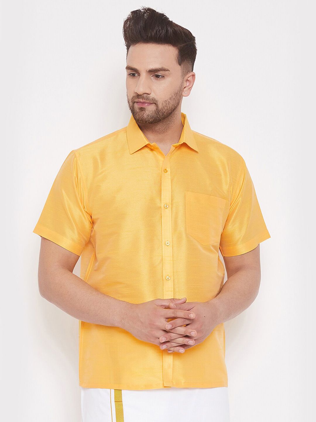 VASTRAMAY Premium Spread Collar Casual Shirt