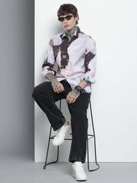 The Indian Garage Co Slim Fit Graphic Printed Crushed Casual Shirt