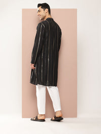 See Designs Men Embroidered Sequinned Chanderi Silk Kurta with Pyjamas
