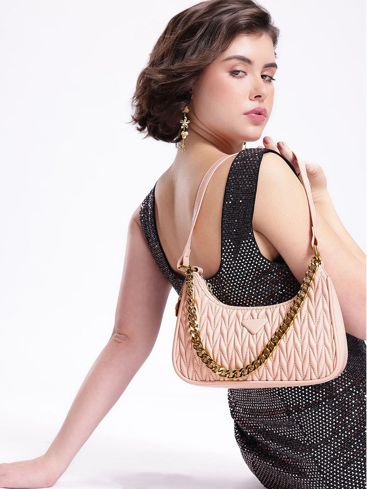 DressBerry Textured Structured Hobo Bag