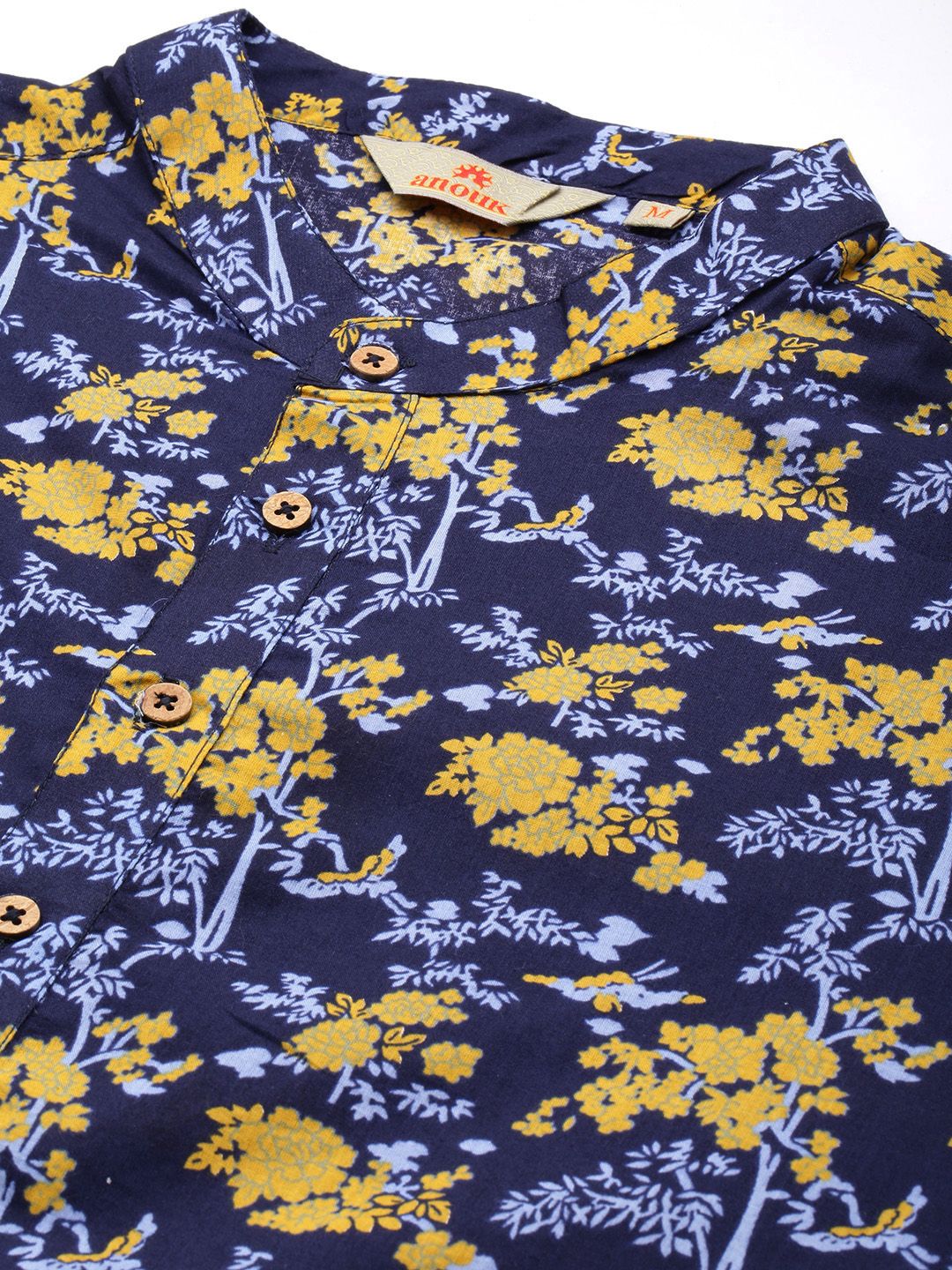 Anouk Floral Printed Regular Pure Cotton Kurta With Trousers