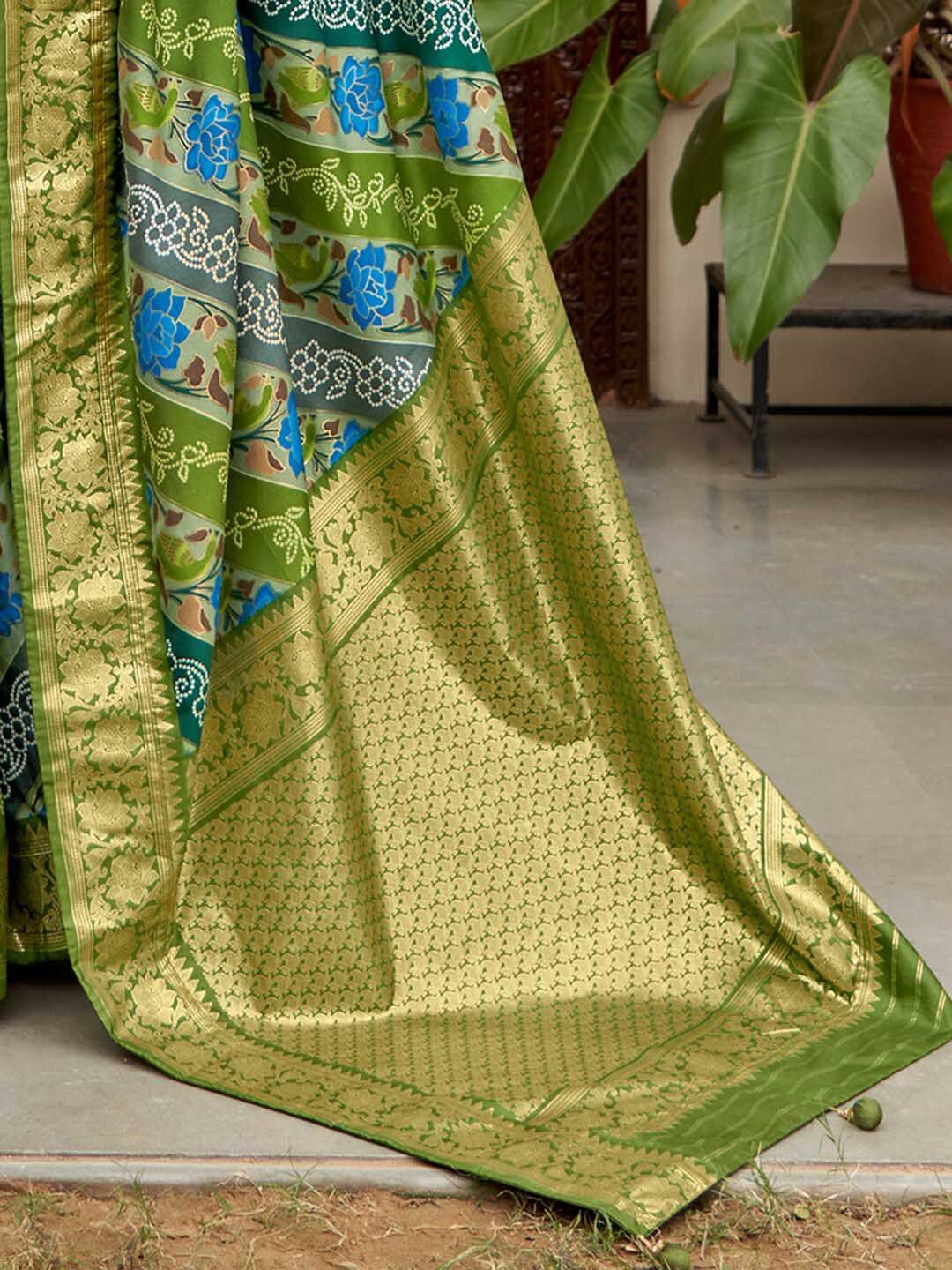 Saree mall Ethnic Motifs Printed Banarasi Sarees with Tassels