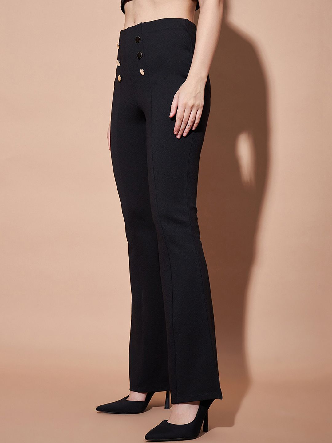 SASSAFRAS BASICS Women Flared Fit High-Rise Bootcut Trousers