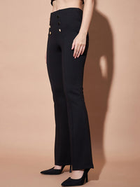 SASSAFRAS BASICS Women Flared Fit High-Rise Bootcut Trousers