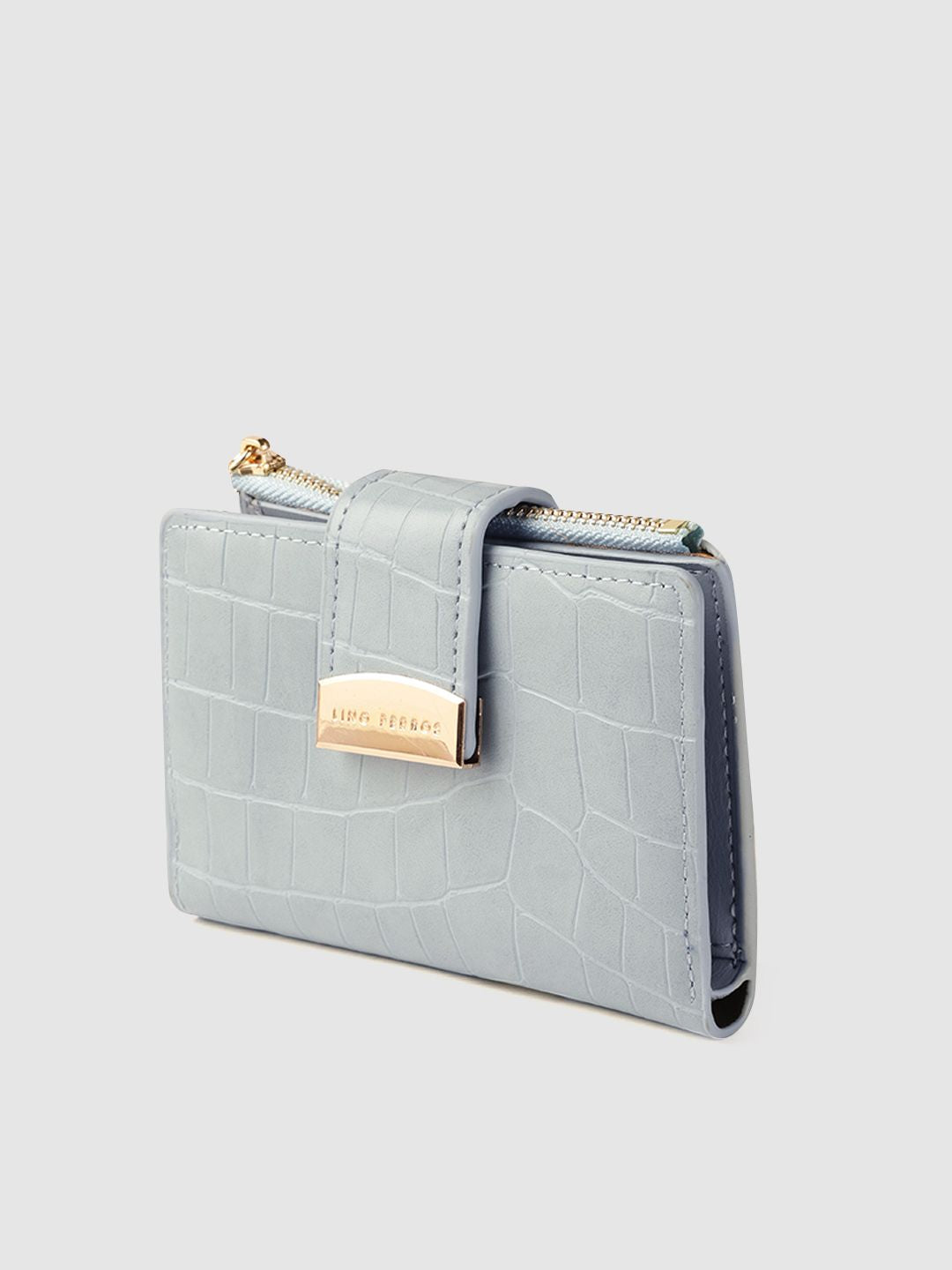 Lino Perros Women Blue Textured PU Two Fold Wallet