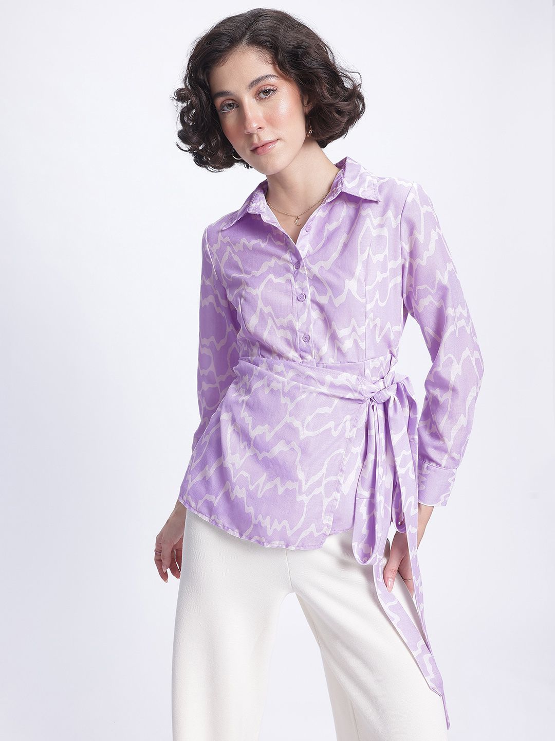DressBerry Artsy Aura Printed Wrap Top