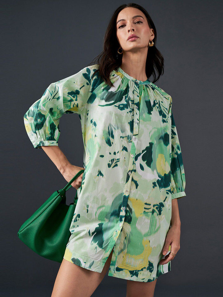 AND Floral Printed A-Line Pure Cotton Mini Dress