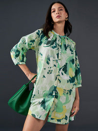 AND Floral Printed A-Line Pure Cotton Mini Dress