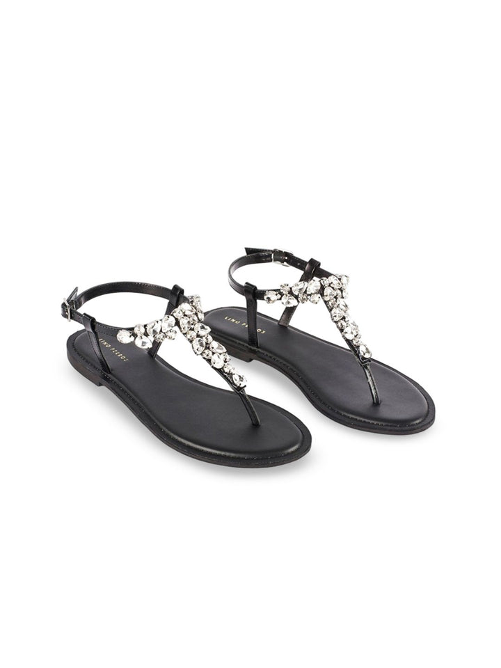 Lino Perros Women Embellished Open Toe T-Strap Flats
